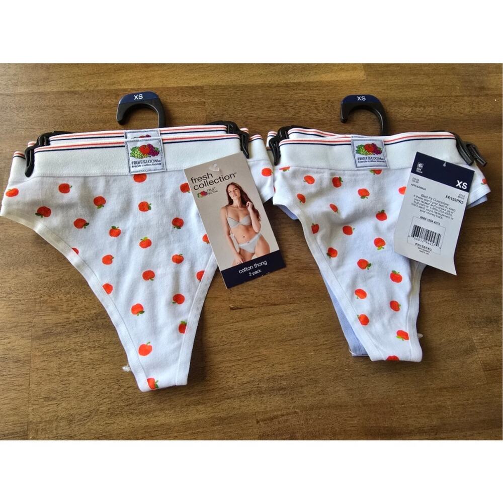 Fresh Collection by Fruit of the Loom Women's Cotton Thong 2-pack LOT of 2 XS